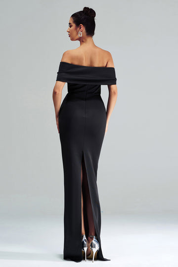 Off The Shoulder Mermaid Black Wedding Guest Dress